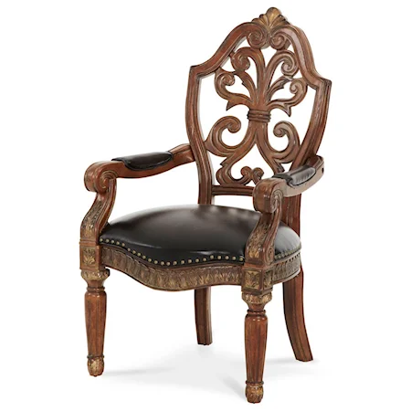 Traditional Writing Desk Chair with Upholstered Seat and Nailhead Trim